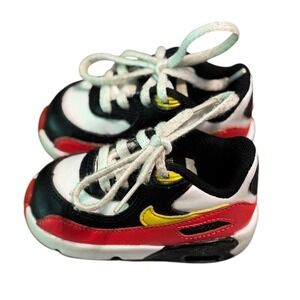 Nike Air Max 90 Toddler Sneakers‎ Black White Red Yellow Size 4C